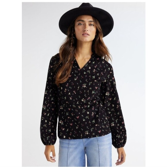 Time and Tru Women's Puff Sleeve Corduroy Top size L - Picture 2 of 8